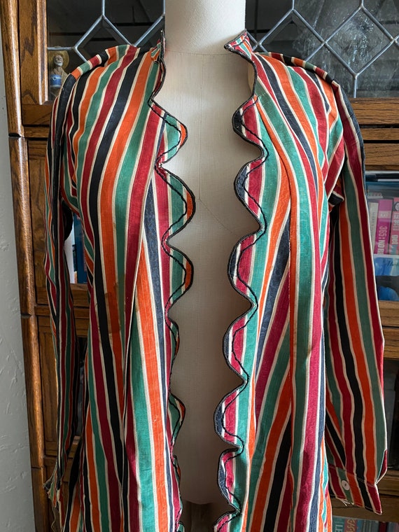 Hand Stitched Antique Striped Theater Costume Rob… - image 6