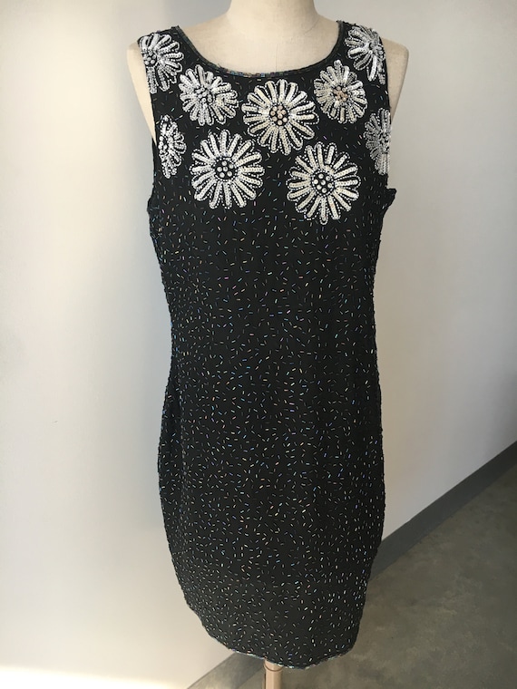 Black And White Daisy Sequined Dress With Bolero … - image 5