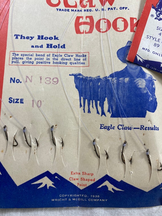 1930's Wright and Mcgill Eagle Claw Fishing Hooks Display -  Canada