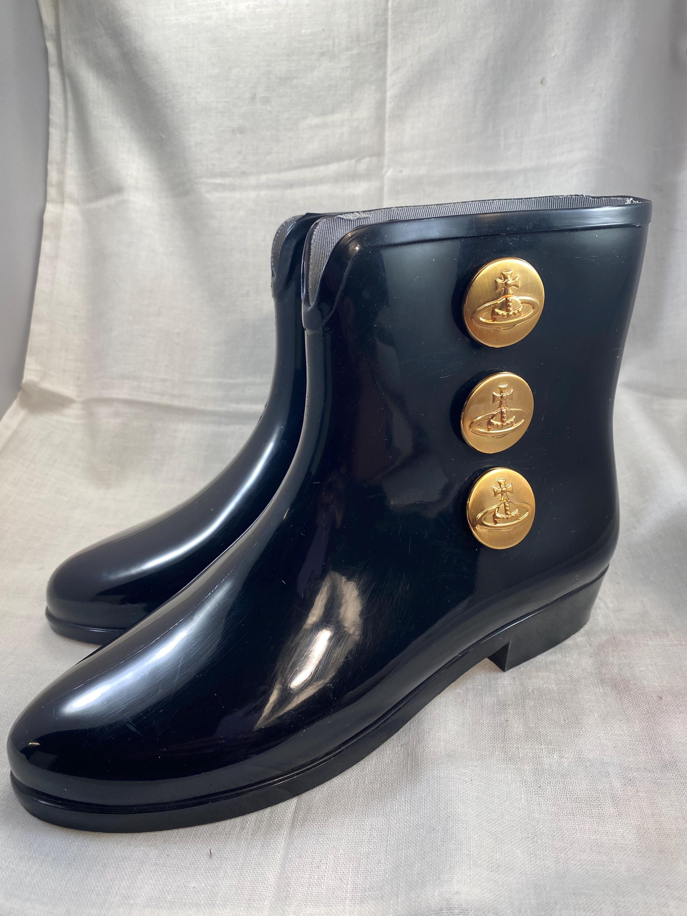Vivian Westwood Black Rainboots Melissa Eur 37 Usa 6 - Etsy New