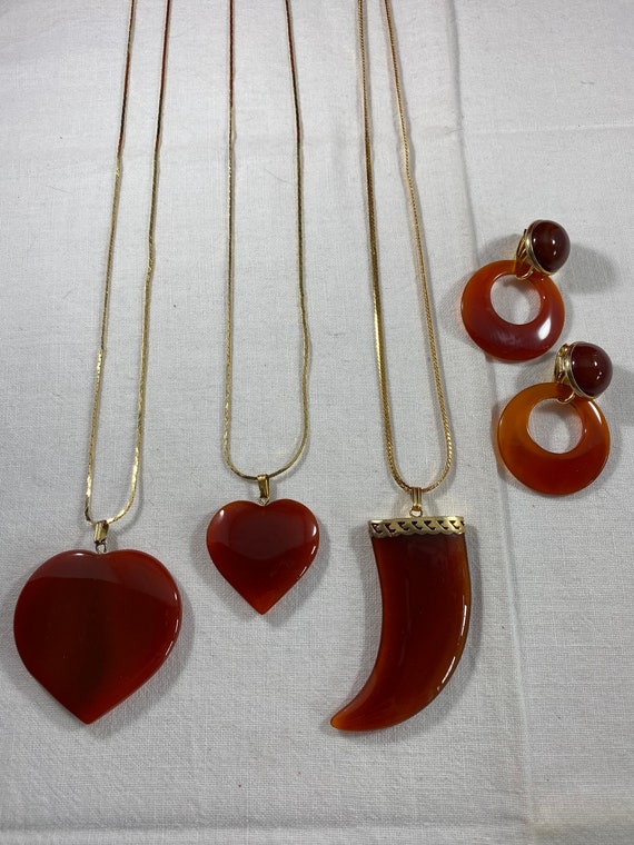 Cornelian Heart Or Horn Pendants Or Earrings Choic