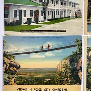 11 cartões postais Palm Springs Rock City Tennessee Columbia River Oregon Lot