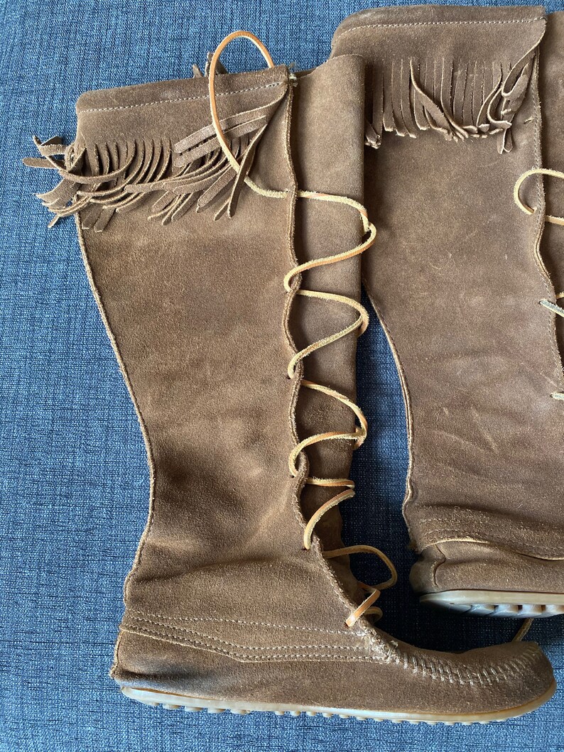 Minnetonka Moccasin Tall Fringed Boots Size7 | Etsy