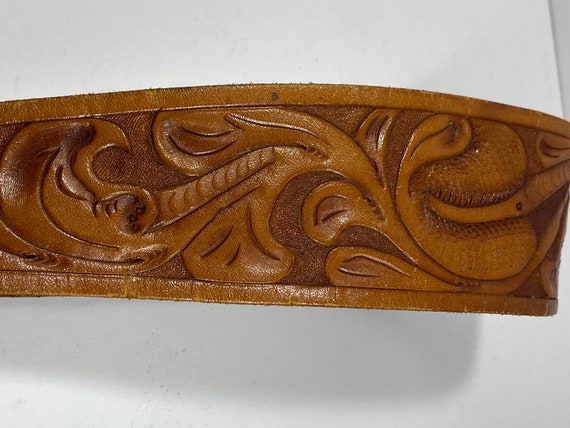 Hand Tooled Vintage Leather Belt - image 5