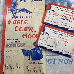 Vintage Snelled Fishing Hooks Lot Eagle Claw, Glen Evans, Feather