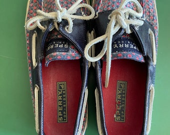 Sperry Top Siders Blue And Red With Sequins Women s Size 6