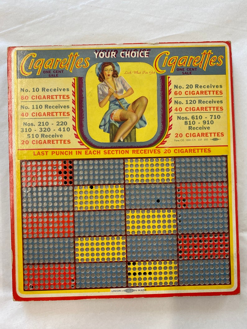 Cigarette Gambling Punch Board Etsy