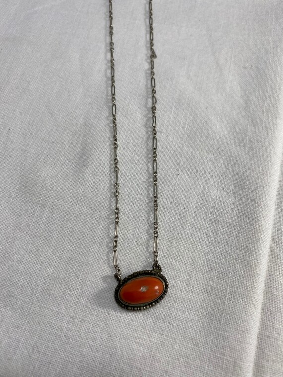 Silver And Coral Choker - image 3