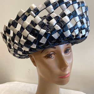 Blue And White Woven Straw Hat