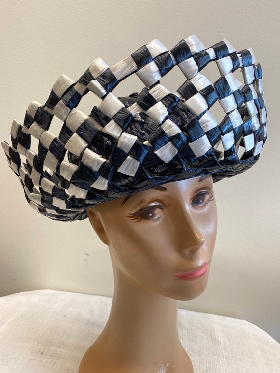 Blue And White Woven Straw Hat