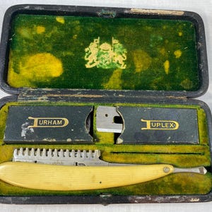 Durham Duplex Celluloid Stainless Steel Straight Razor In Original Box