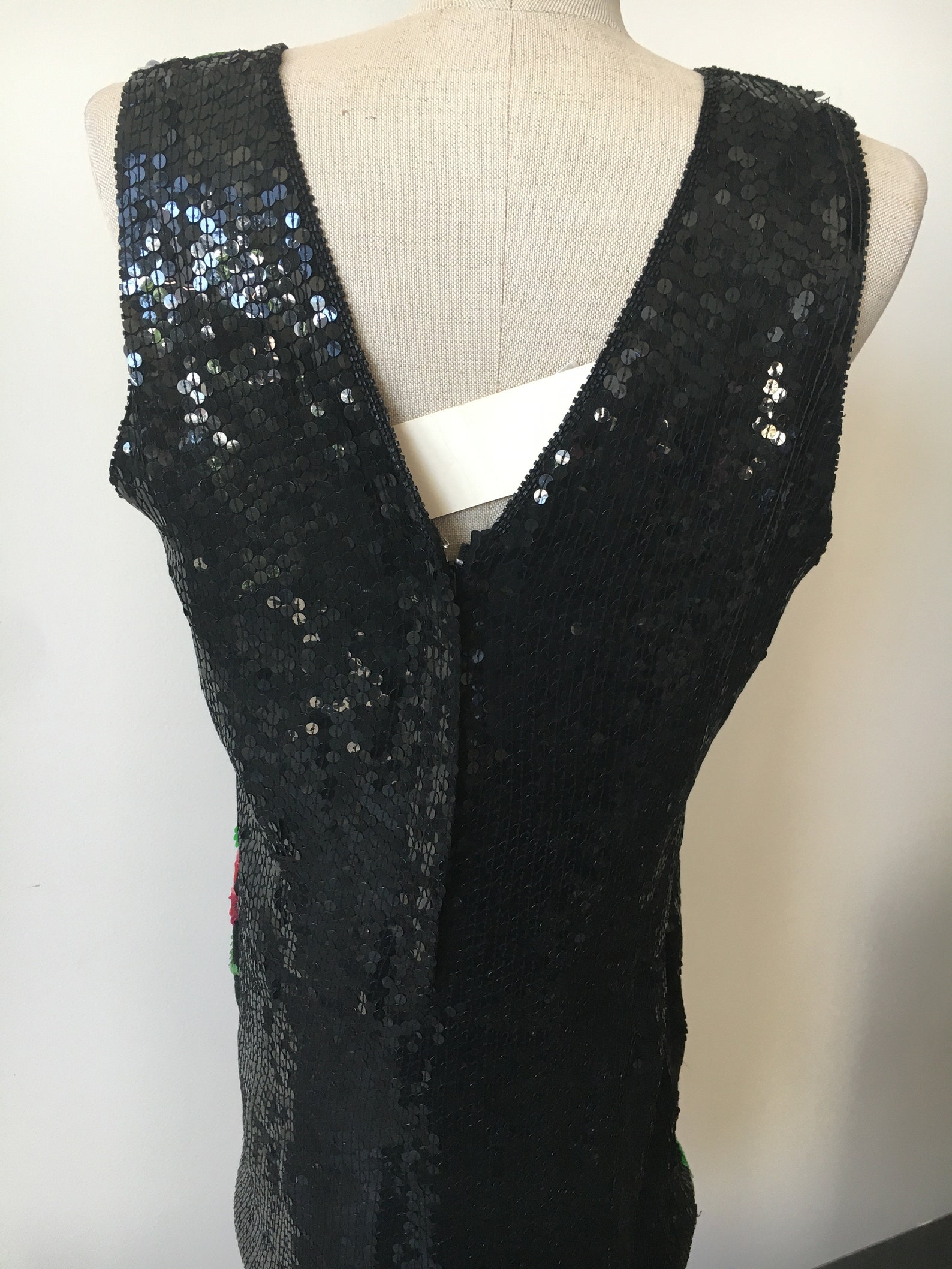 Black Sleeveless Sequin Dress With Multi Colored Flowers - Etsy