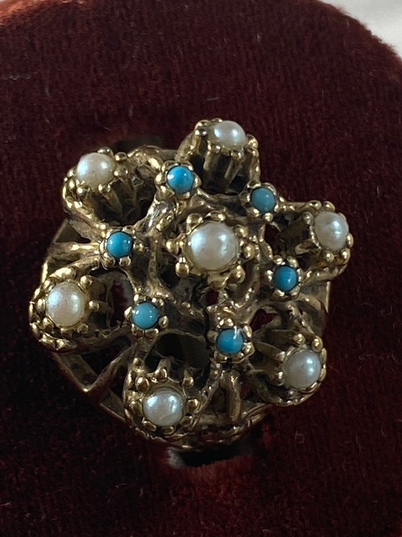 るかSHOP 1990's 18K Electroplated Faux Pearl Ring Vintage New Size7
