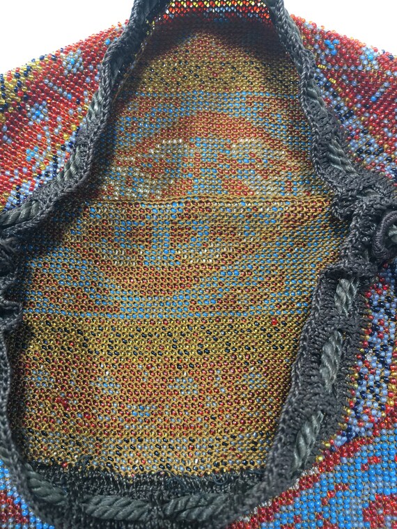 Micro Beaded Crochet Fringed Drawstring Handbag - image 5