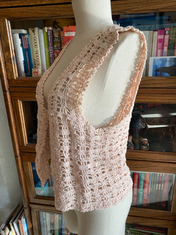 Hand Crochet Peachy Pink Vest - image 4