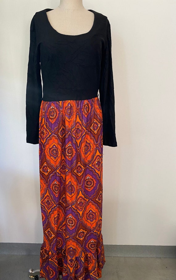 1970's Vintage New Psychedelic Maxi Dress