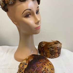 3 Mid Century Pheasant Feather PillBox Julliette Hats