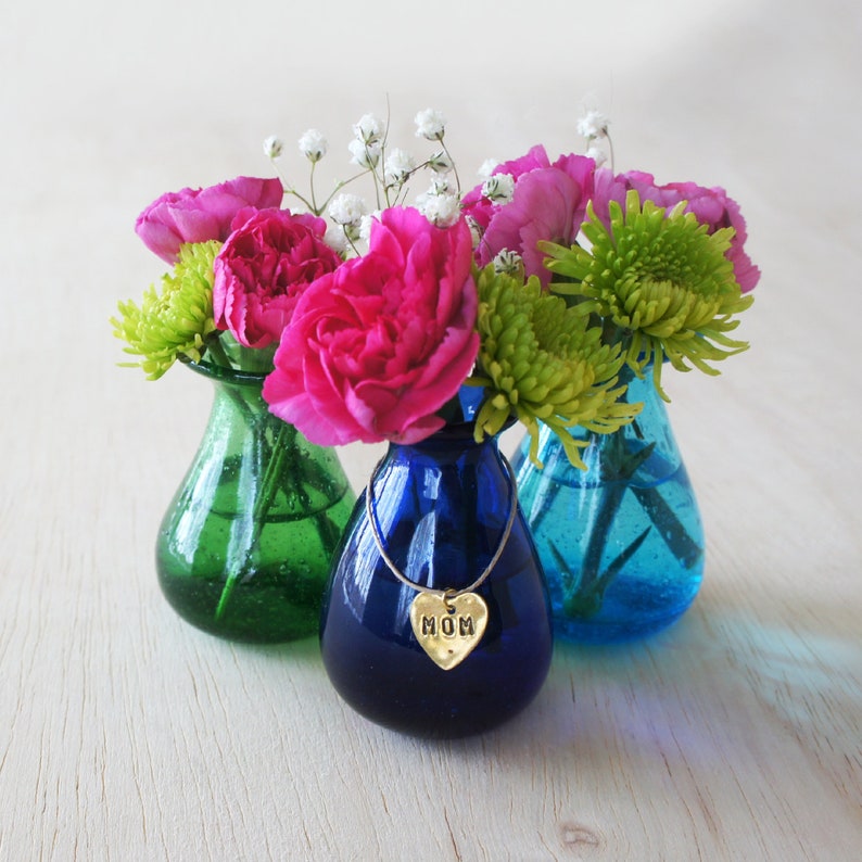 Bud Vases Recycled Glass Bud Vases Mini Vases Mommy Vases Etsy