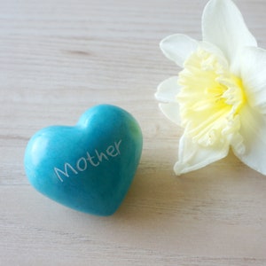 Handmade Pale Blue Stone Heart, Mother