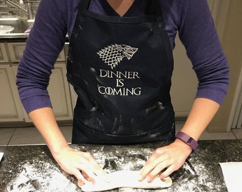 Dinner Is Coming Wolf Stain-Release High Quality Full-Length Embroidered Adjustable Apron Various Color Options