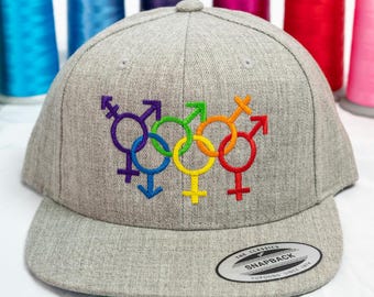 Gender Equality LGBTQIA+ Symbols Custom Embroidered Snapback Hat/Cap