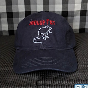 Mouse Rat Embroidered Navy Blue Dad Hat/Cap