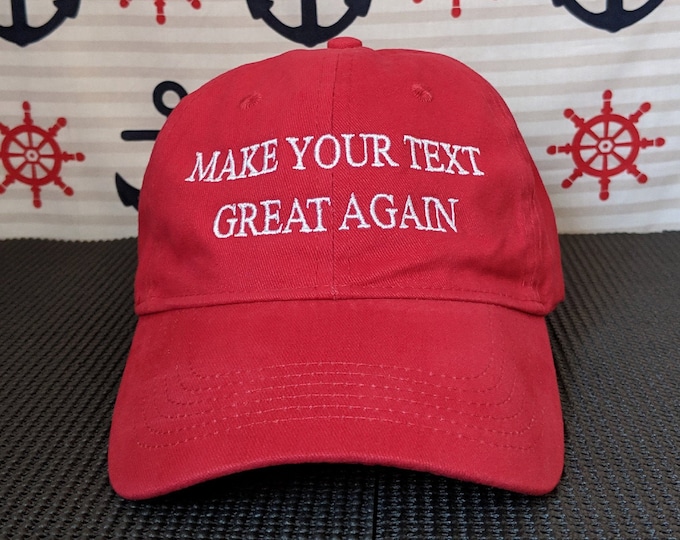 Featured listing image: Make (Your Text) Great Again Custom Embroidered Dad Hat/Cap With Adjustable Strap & Buckle Create Your Own High Quality 100% Cotton