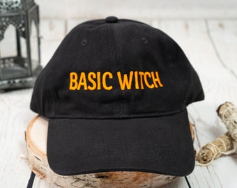 Basic Witch Custom Embroidered Adjustable 100% Cotton Dad Hat - Thread and Hat Color Options