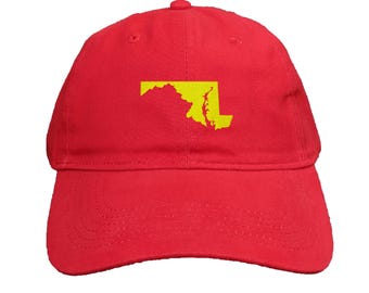 Maryland State Embroidered Dad Hat: Custom Colors, Adjustable
