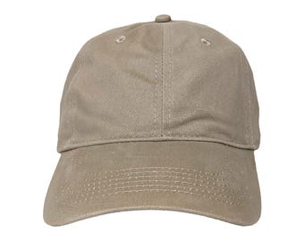 Blank Khaki Soft 6-Panel Dad Hat with Strap and Buckle Closure