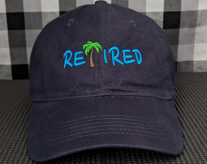 Featured listing image: Retired Palm Tree Embroidered Dad Hat - Choose Your Colors, Adjustable, Soft Cotton