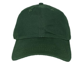 Blank Hunter Green Soft 6-Panel Dad Hat with Strap and Buckle Closure