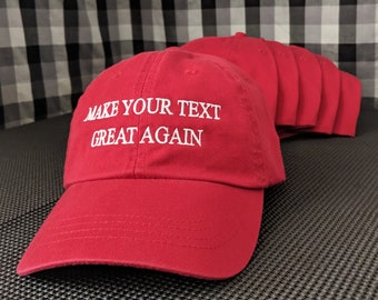 x6 Make (Your Text) Great Again Custom Create Your Own Embroidered Hat/Caps Bulk Discount High Quality Multiple Color Options