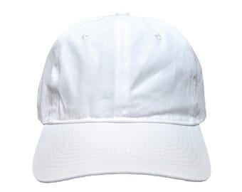 Blank White Soft 6-Panel Dad Hat with Strap and Buckle Closure