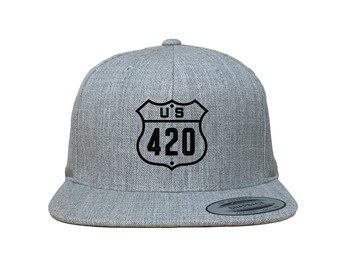 US Route 420 Custom Embroidered Adjustable High Quality Snapback Hat - Choose Your Own Thread and Hat Color