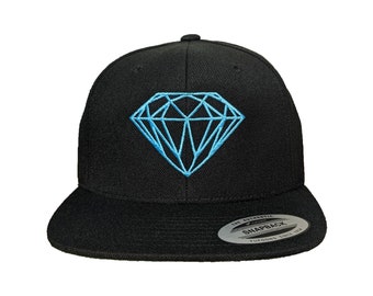 Diamond Outline Custom Embroidered Adjustable High Quality Snapback Hat - Choose Your Own Thread and Hat Color