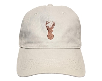 Deer Head Custom Embroidered Adjustable High Quality Dad Hat - Choose Your Own Thread and Hat Color