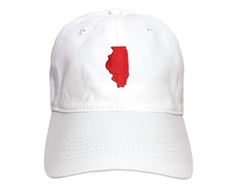 Illinois State Custom Embroidered Adjustable High Quality Dad Hat - Choose Your Own Thread and Hat Color