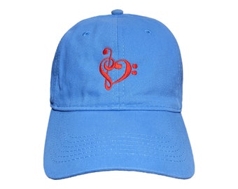 Music Note Heart Custom Embroidered Adjustable High Quality Dad Hat - Choose Your Own Thread and Hat Color