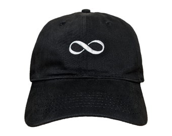 Infinity Symbol Custom Embroidered Adjustable High Quality Dad Hat - Choose Your Own Thread and Hat Color