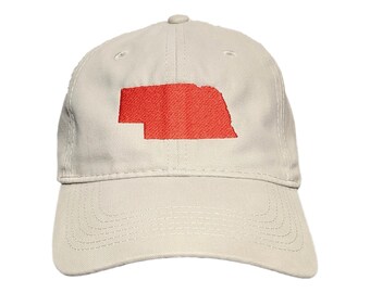 Nebraska State Custom Embroidered Adjustable High Quality Dad Hat - Choose Your Own Thread and Hat Color