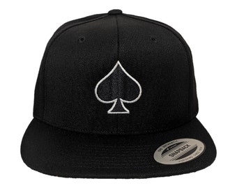 Spade Symbol Custom Embroidered Adjustable High Quality Snapback Hat - Choose Your Own Thread and Hat Color
