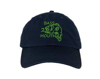 Bass 2 Mouth Embroidered Adjustable Dad Hat - Choose Your Own Thread and Hat Color