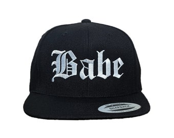 Babe Old English Custom Embroidered Adjustable High Quality Snapback Hat - Choose Your Own Thread and Hat Color