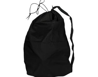 Blank Black Laundry Bag With Draw cord Closure and Shoulder Strap