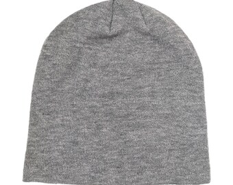 Blank Heather Gray Slouch Beanie