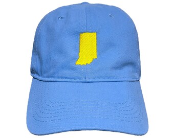 Indiana State Embroidered Dad Hat: Custom Colors, Adjustable, Soft Cotton