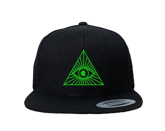 Illuminati Eye Triangle Custom Embroidered Adjustable High Quality Snapback Hat - Choose Your Own Thread and Hat Color