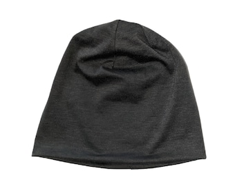 Blank Charcoal Gray Polyester Jersey Knit Lightweight Skull Cap/Beanie