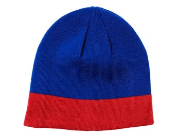 Blank Royal Blue Red Reversible Skull Cap/Beanie